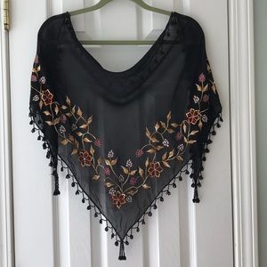 Vintage Embroidered Beaded Scarf